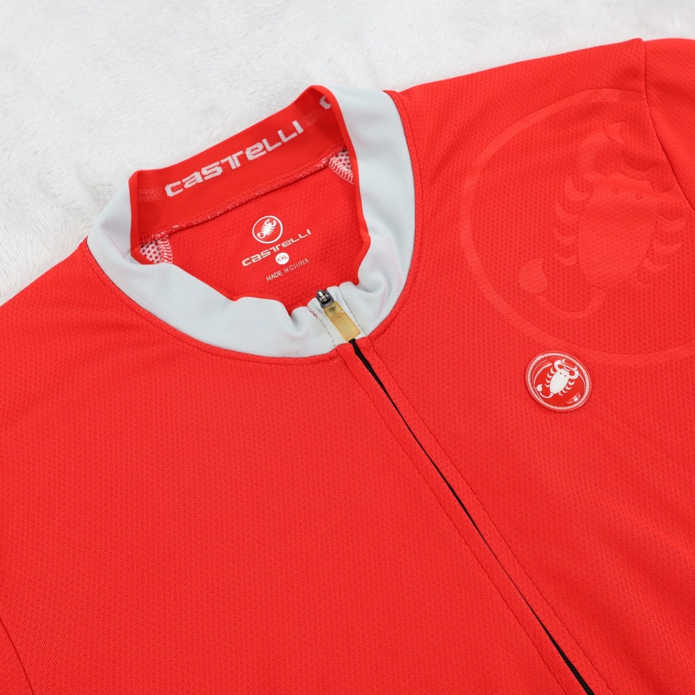 Castelli Mens XXL Red Full Zip Short Sleeve Cycling Jersey Scorpion Logo S12